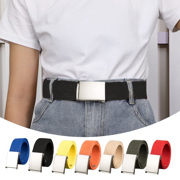 Eoperou Wide Adjustable Fitted Unisex Belt Canvas Wide Metal Buckle Pants Belt Clothes Ornament