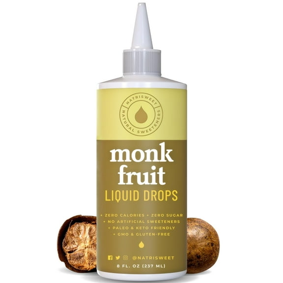 NatriSweet Liquid Monk Fruit Sweetener 8oz, Zero Calorie Sugar Substitute, No Erythritol 911 Uses