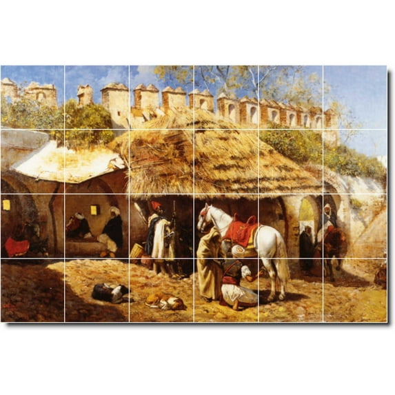 Ceramic Tile Mural-Edwin Weeks Historical 23. 25.5" w x 17" h using (24) 4.25 x 4.25 ceramic tiles