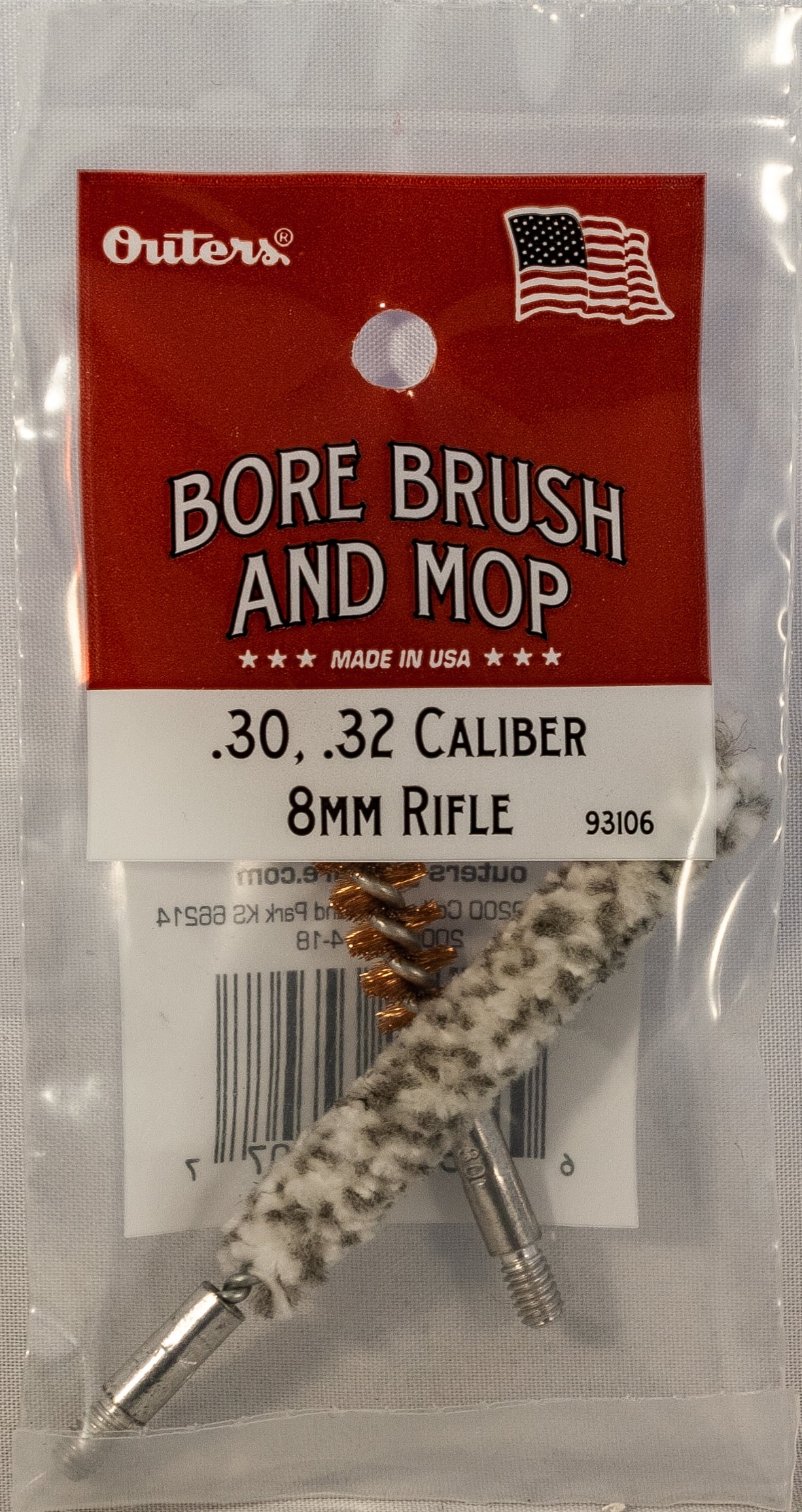 (3 pack) Outers .30, .32, 8mm Caliber Phosphor Brush & Cotton Mop Combo, 93106PDQ