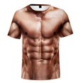 thumbnail image 2 of T-Shirt 3D pour Hommes Culturisme Muscle Simulé Chandail à Manches Courtes Col Poitrine Haut Musculaire, 2 of 3