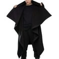thumbnail image 4 of Odeerbi Trench Coats for Men Cape Jacket Street Style High Collar Solid Color 2025 Long Sleeve Trendy Punk Irregular Windbreaker Black, 4 of 6