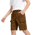thumbnail image 4 of Tdoqot Boys Cotton Cargo Shorts- Casual Elastic Waist Summer Baggy Kids Camping Shorts Brown Size 12, 4 of 8