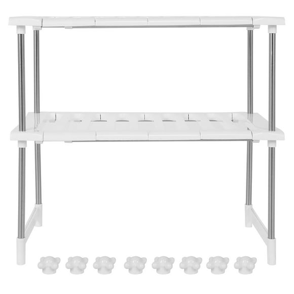 Spptty Under Sink Shelf,2-Tier Under Sink Rack Stainless Steel Expandable Storage Organizer Kitchen Shelf Holder,Kitchen Supply