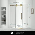 thumbnail image 3 of Fine Fixtures Frameless Shower Enclosure Sliding Shower Glass Door - Tempered Glass 48.25" W x 34.25 D x 74.25 H Satin Brass Finish, 3 of 12