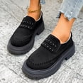 thumbnail image 5 of Fall Winter Women Chunky Platform Loafers, Faux Suede Buckle Slip‑On Shoes, Lug Sole Casual Shoes, 5 of 8