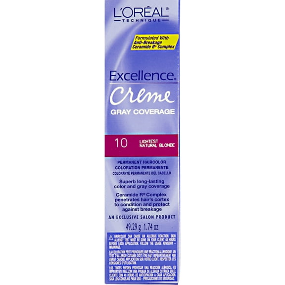 L'Oreal Excellence Creme Permanent Hair Color, Natural Blonde #10 1.74 oz, (Pack of 4)