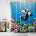 thumbnail image 2 of Shower Curtain Diving Panda Bathroom Curtains with Hooks, Waterproof Fabric Funny Animal Fish Coral Ocean Seafloor Bath Shower Curtains Set for Bathroom Bathtubs Decor 72x72 Inch, 2 of 9