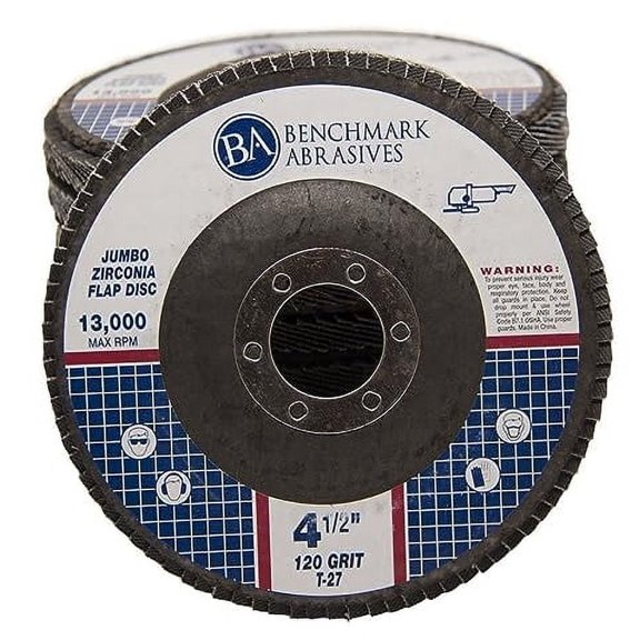 Benchmark Abrasives 4 1/2 Inch Type 27 Zirconia Metal Grinding Disc (10 Pack) - 120 Grit