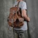 thumbnail image 5 of Genuine Leather Drawstring Backpack Vintage Men's Backpack Schoolbag, 5 of 5