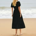 thumbnail image 4 of Weiqiqre Maxi Dresses for Seniors Summer Puff Short Sleeve Maxi Dress Square Neck Smocked Tiered Ruffle A Line Long Flowy Beach Dresses, 4 of 5