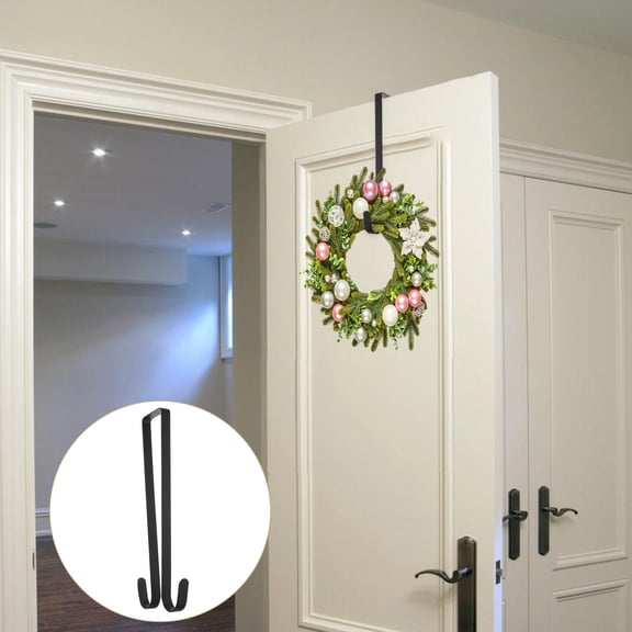 ELAYARD Black Double Sided Christmas Wreath Hanger Over The Door Hook for Festive Gar Display