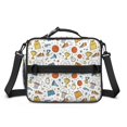 thumbnail image 2 of Basketball and Trophy White Pattern Insulated Lunch Bag with Shoulder Strap and Bottle Holder,Bento School Lunch Bag Box,11x9.5x3.5 Inches, 2 of 5