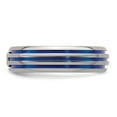 thumbnail image 3 of Edward Mirell Titanium Trpl Groove Blue Anodized & Sapphire Ring Size: 9; for Adults and Teens; for Women and Men, 3 of 8