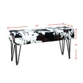 thumbnail image 3 of Home Soft Things Faux Fur Ottoman - Cows Flowers - Black Leg - 46x16x22", 3 of 5