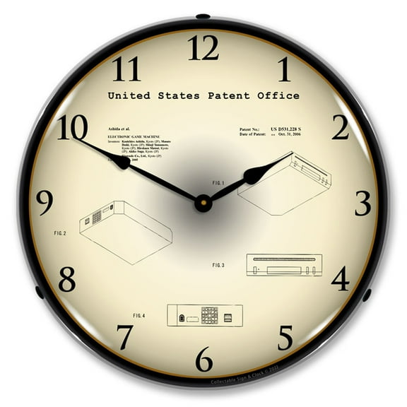 Collectable Sign and Clock Nintendo Wii Electronic Game 2005 Patent  LED Lighted Premium Wall Clock