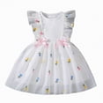 thumbnail image 1 of gdxvjhbj Robe Tutu pour Bébé Robe Fille Été Manches à Volants en Maille Ligne A Décontractée Robe de Fête avec Poches 3T 4T (Blanc, 3-4 Ans), 1 of 9