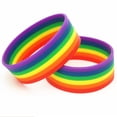 thumbnail image 4 of Universal Rainbow Bracelet Silicone Lesbian Pride Wristband Party Props, 4 of 8