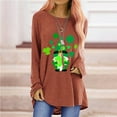 thumbnail image 2 of Pompotops T-Shirt Décontracté à Col Rond Imprimé St. Patrick pour Femmes, Manches Longues, Blouse, 2 of 5