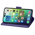 thumbnail image 3 of Feishell Wallet Case for iPhone 14 Pro 6.1 inch,Butterfly & Flower Embossed PU Leather TPU Inner Shell Magnetic Flip Stand Card Slots Shockproof Protective Phone Cover,Purple, 3 of 6
