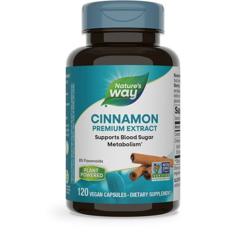 Nature's Way Cinnamon Premium Extract Capsules, Supports Blood Sugar Metabolism*, Unisex, 120ct