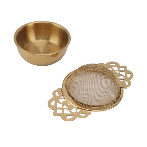 BOKYAN Vintage Lace Stainless Steel Tea Strainer with Double Handles & Fine Mesh Drip Bowl – Reusable, Rust‑Resistant, Easy to Clean