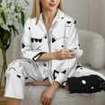 thumbnail image 6 of Yiaed Doodle Cute Cat Print Pajamas Women's Long Sleeve Sleepwear Soft Button Down Loungewear Pjs Lounge Set Nightwear Womens Pajama Pants-X-Large, 6 of 7