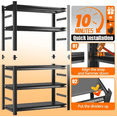 thumbnail image 5 of 78''H × 46''W × 16''D 5 Tier Garage Shelving,Metal Shelves for Storage,3000lbs Standing Shelves,Heavy Duty Shelving with Adjustable Shelf for Garage Kitchen Warehouse Pantry Basement, 5 of 10