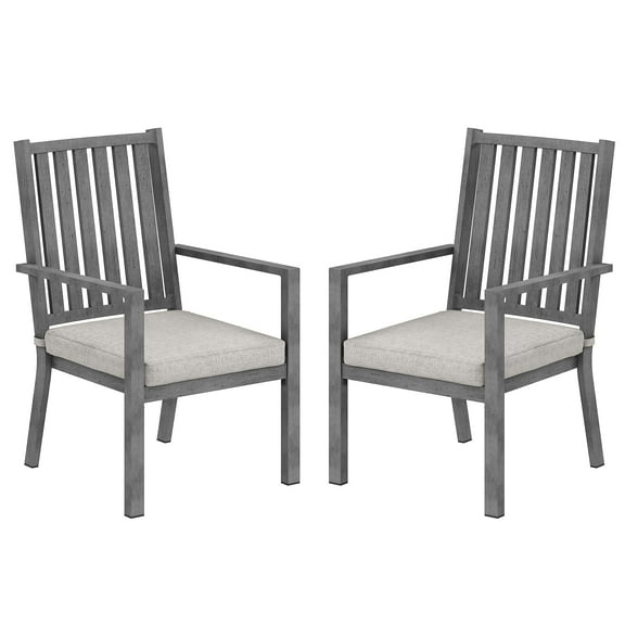 Heynemo Patio Dining Chairs Set of 2, Aluminum Outdoor Dining Chairs with Cushions, Grey