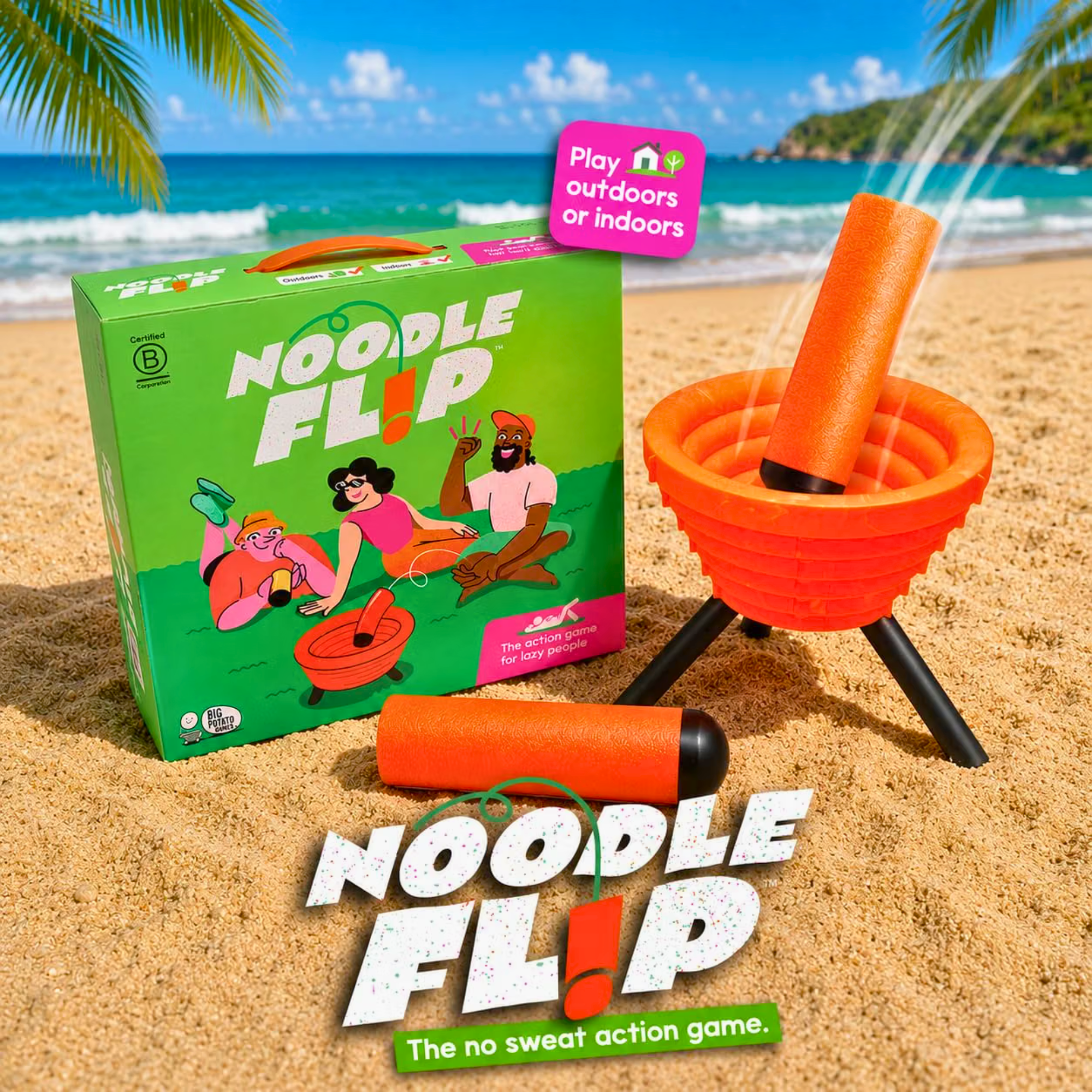 Big Potato Games Noodle Flip Outdoor Ring Toss Game for Kids 8-12, Teens