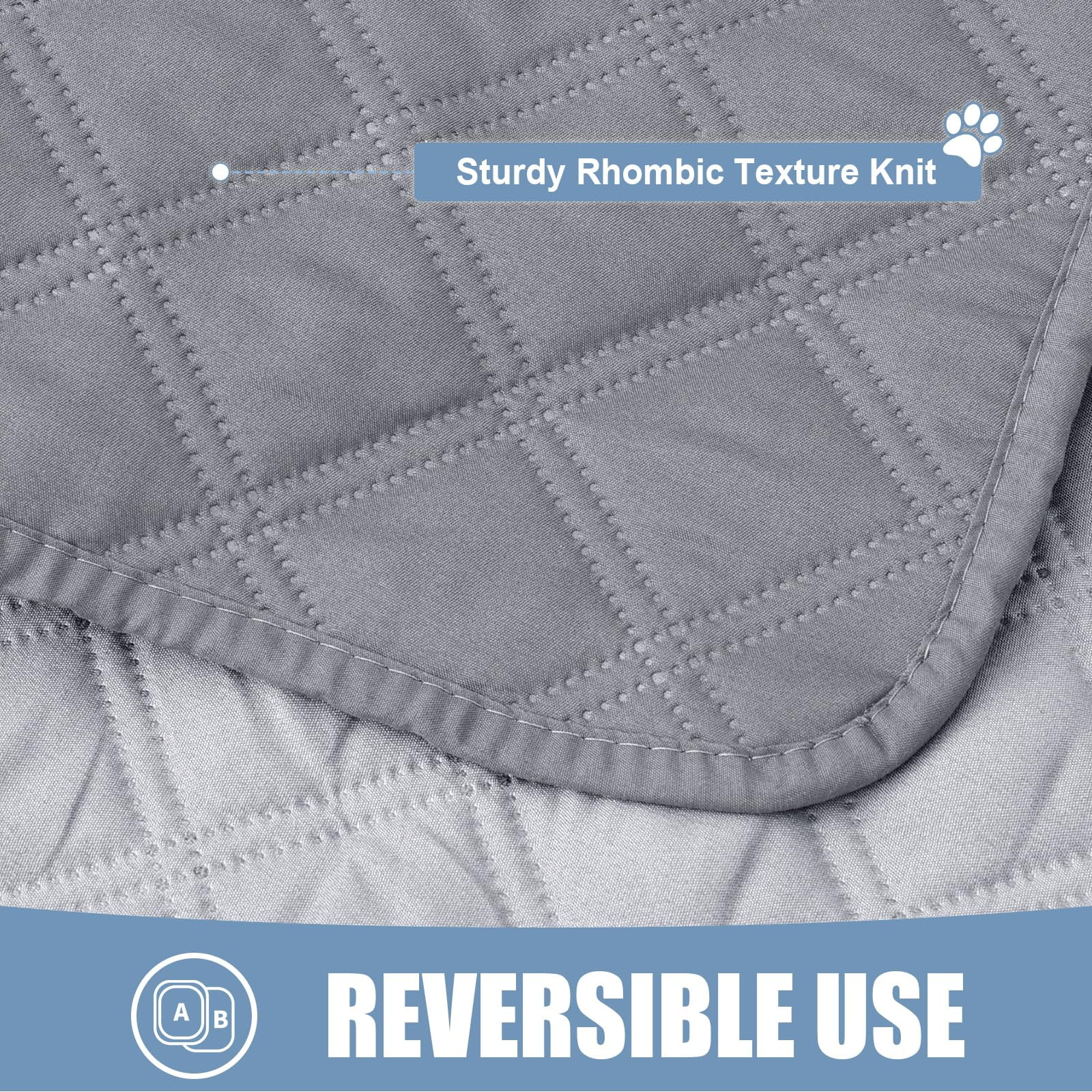 Smiry Waterproof Pet Couch Covers, Washable Dog Blankets for Couch & Bed, Reversible Sofa Cover for Living Room (30x70 Inch, Grey/Light Grey)