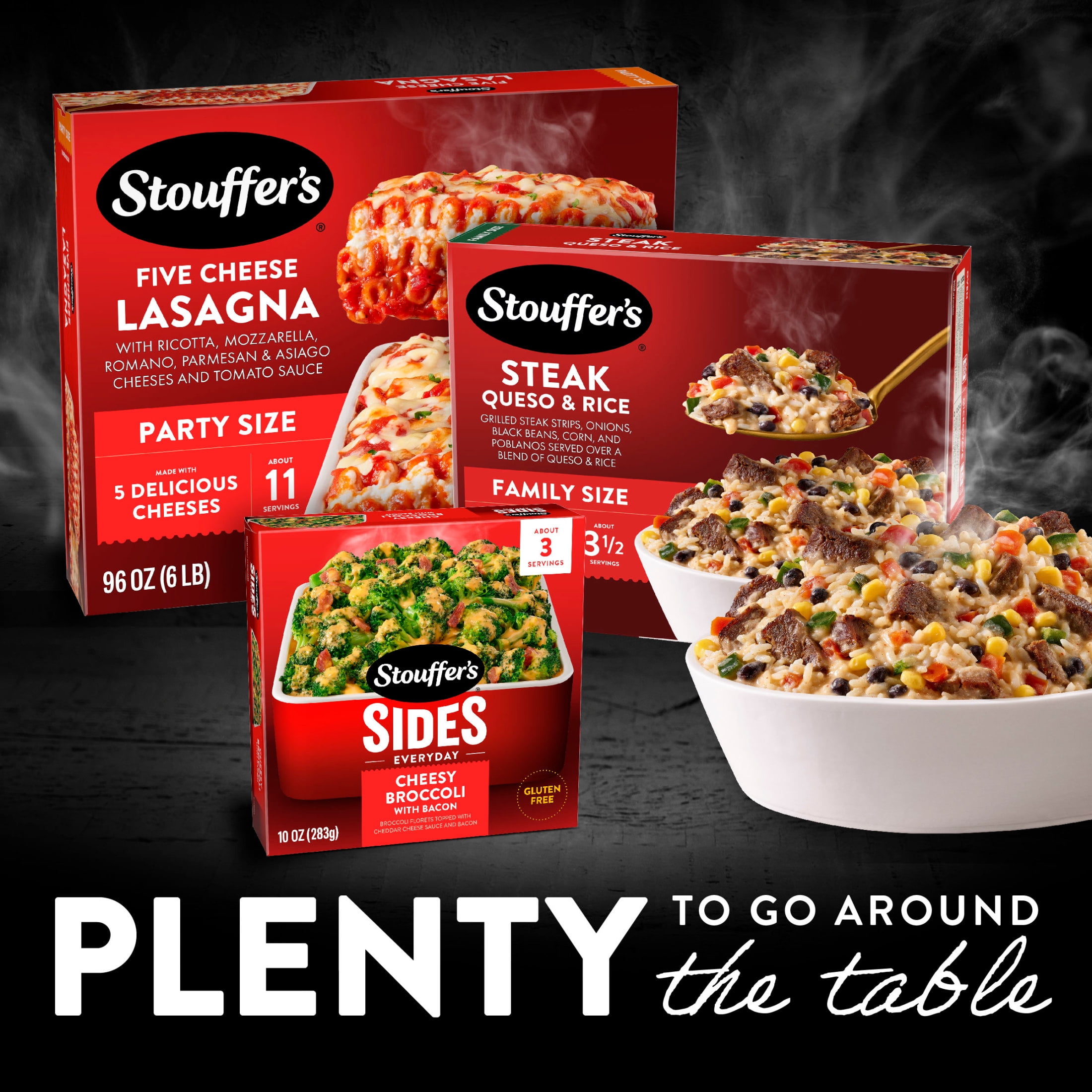 Stouffer’s Steak Queso & Rice, Family Size, Frozen Dinner, Easy Family Frozen Dinners 30 oz