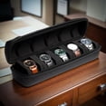 thumbnail image 2 of Boîtier de Montre pour Voyage et Rangement, Noir 5 Compartiments, 2 of 8