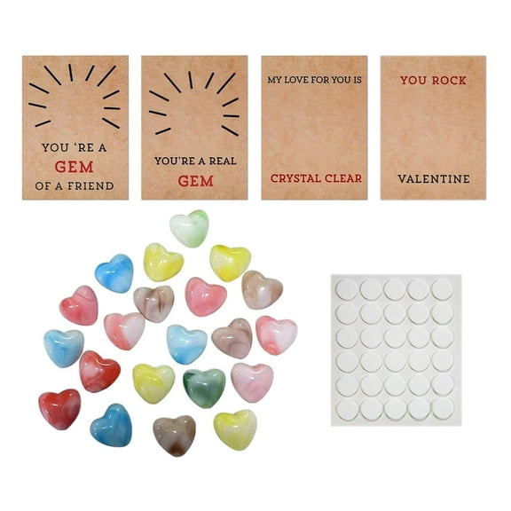 24 Pack Gem Valentines Cards Valentines Day Gifts for Kids Cards with Heart-Shape Crystal Stone Funny Valentine Exchange Card Gift for Boys Girls Toddlers Class Classroom School Party Favor