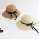 thumbnail image 1 of Sombrero de paja para niñas, sombrero flexible de playa para verano, sombrero de visera de viaje de ala ancha para niños con lazo para niñas de 9 a 18 años, 2 piezas, 1 of 4