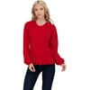 Jessica Simpson Gemma Women's Pointelle Knit Ruffled Pullover Sweater