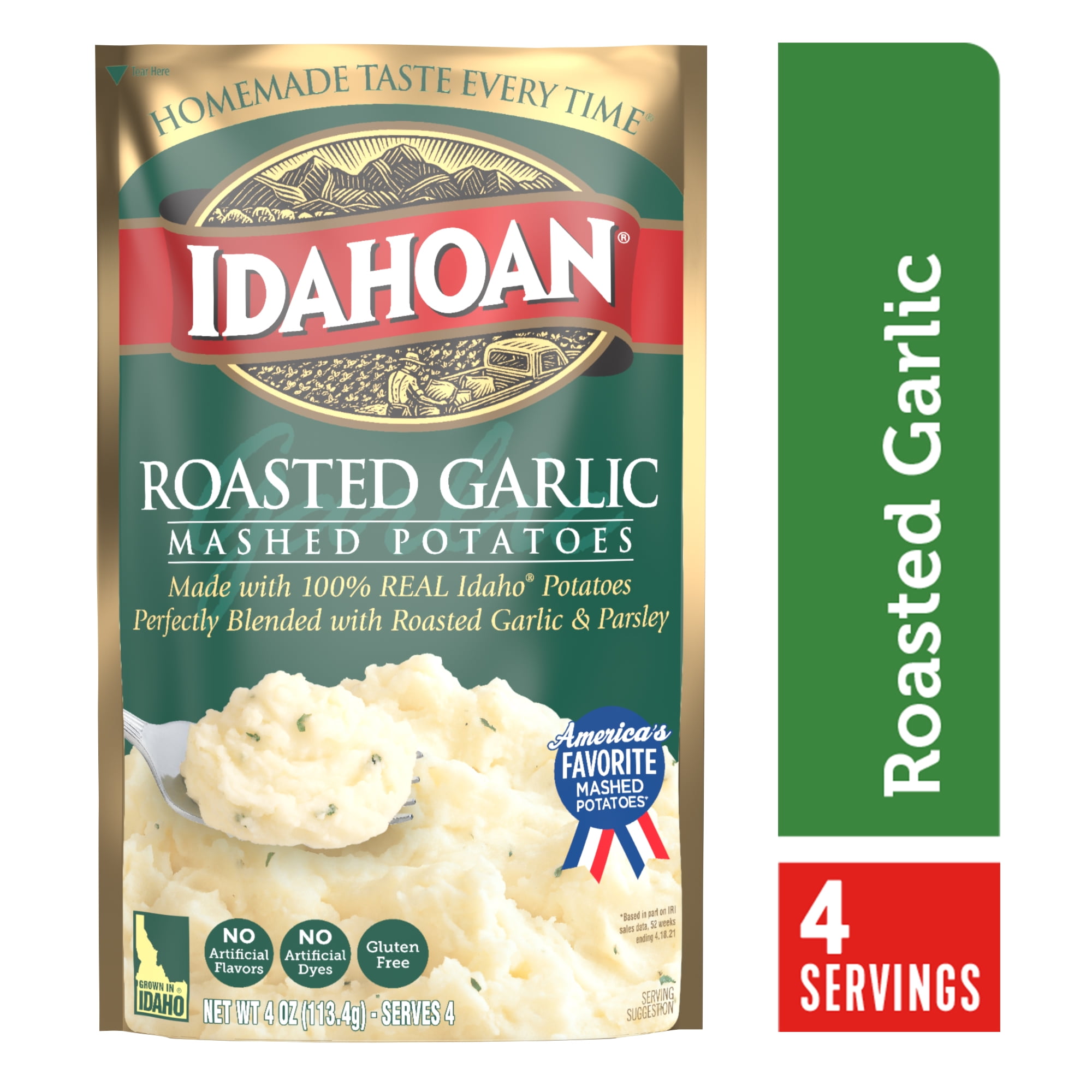 Idahoan Roasted Garlic Mashed Potatoes, 4 oz Pouch