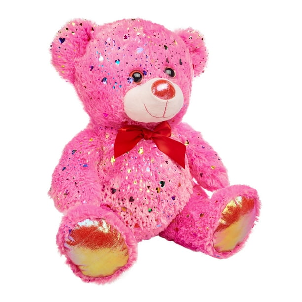 Way To Celebrate 14.5" Pink Holographic Sparkle Plush Bear Walmart