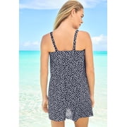Swim 365 Womens Plus Size Mesh-Draped Swimsuit