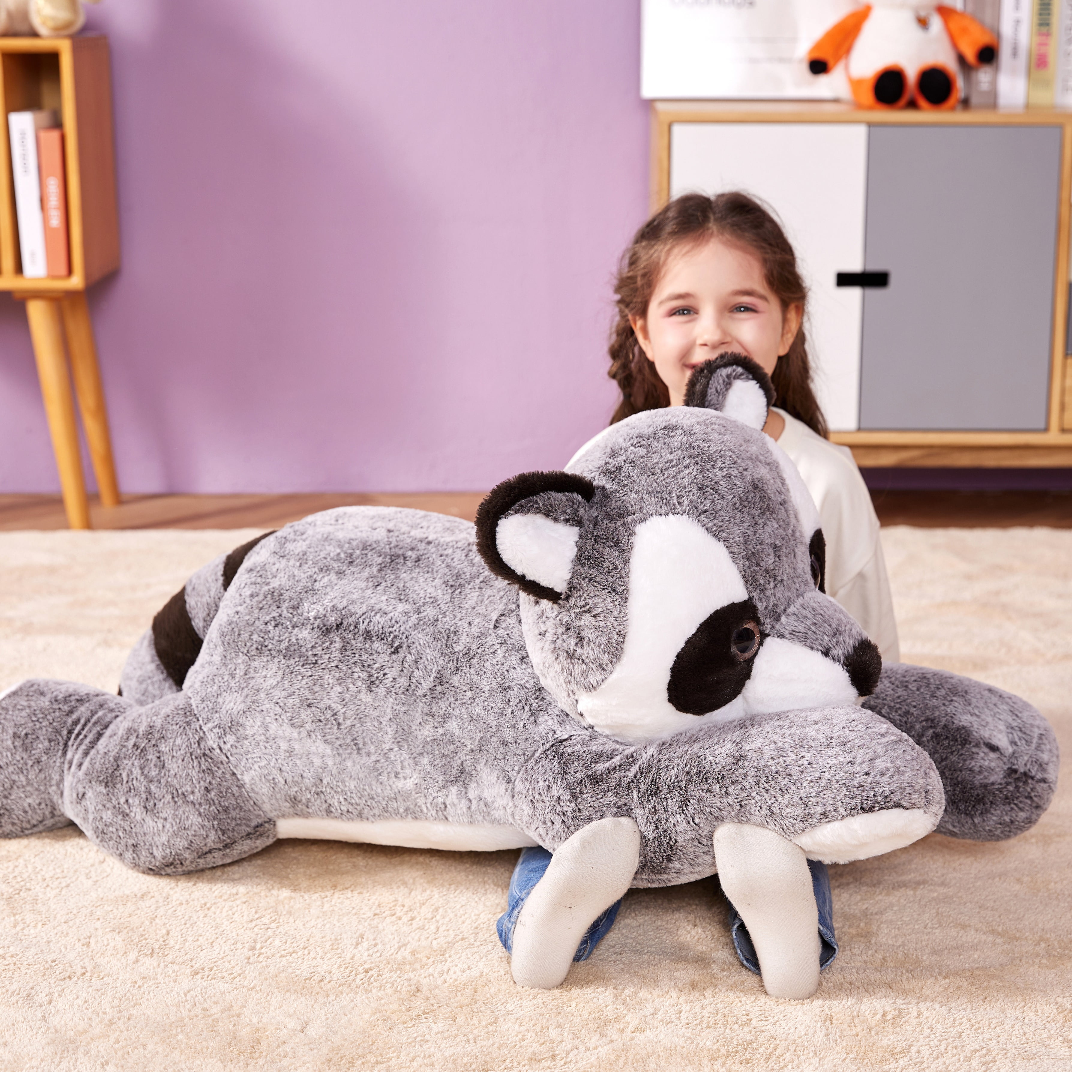 IKASA Giant Raccoon Stuffed Animal Plush Toy,Large Jumbo Racoon 30" Gray Huge Cute Soft Toys,Big Size Plushy Fluffy Fat Oversized Plushie,Gifts for Kids Girls Boys Girlfriend Children