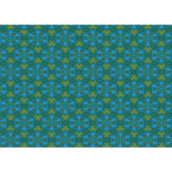 Ahgly Company Indoor Rectangle Patterned Medium Teal Green Area Rugs, 7' x 10'
