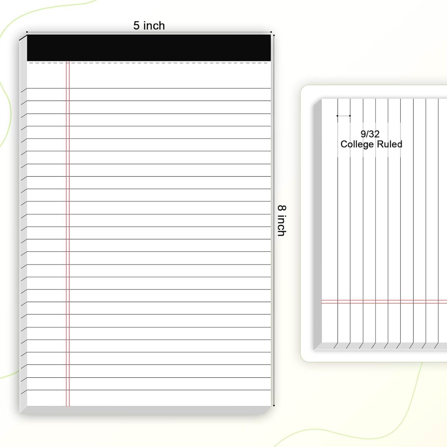 A house of tools 12pcs Small Note Pad 5x8 College Ruled White Legal Pads Paper Notepads 12 Pack Study Back Writing Pads 5 x 8 Legal Pads Perforated Narrow Ruled Pads of Paper White