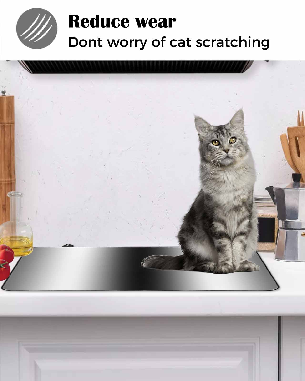 nqOlkjepod Large Induction Cooktop Protector Mat 24"x21", Gray Black Stove Top Covers for Electric Stove, Modern Gradient Geometric Decorative Stove Burner Cover Mats, Glass Top Stove Cover