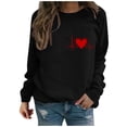 thumbnail image 2 of Qertyioot T-Shirt Graphique pour Femmes de la Saint-Valentin à Manches Longues, Haut à Col Rond Imprimé, Chandail Décontracté, 2 of 6