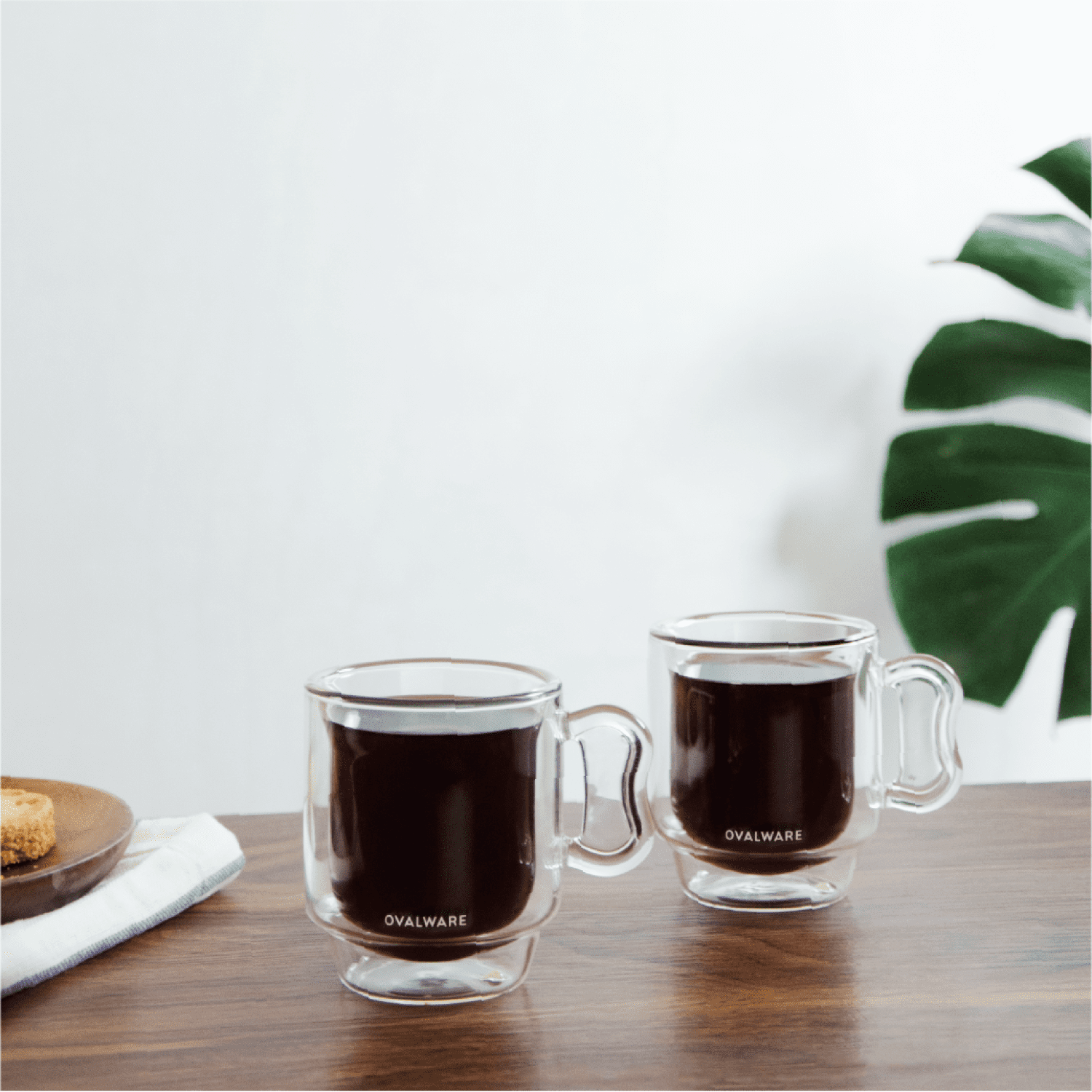 Ovalware RJ3 Double-Walled Espresso Coffee Set of 2 Clear Borosilicate Glass Cups 4oz/120ml