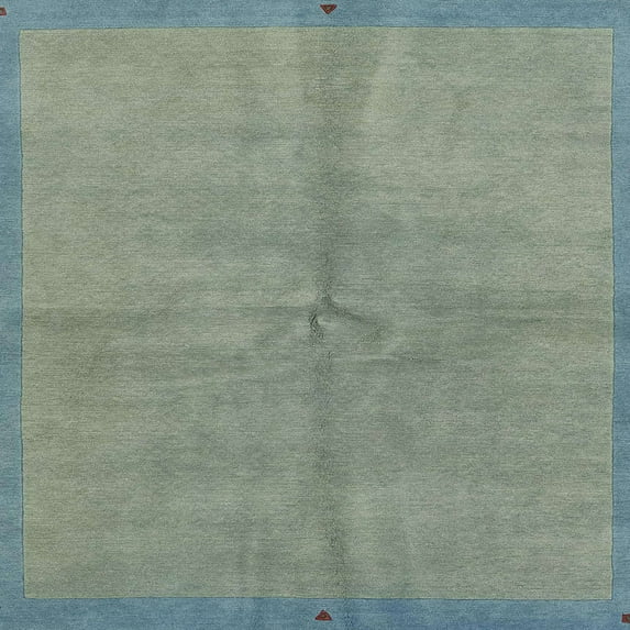 Ahgly Company Machine Washable Indoor Square Abstract Dark Sea Green Area Rugs, 6' Square
