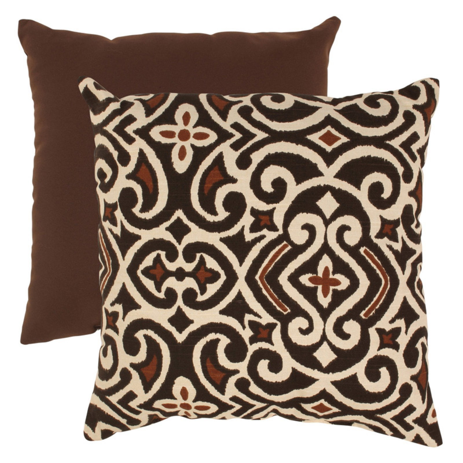 Pillow Perfect Brown and Beige Damask Throw Pillow 18 in. Walmart