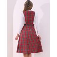 thumbnail image 3 of DARING DIVA Women's Plaid Vintage A Line Pinafore Dress XL Red Green, 3 of 6