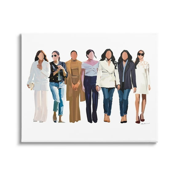 Stupell Industries Trendy Glam Women Walking Varied Fashion Outfits Graphic Art Gallery Wrapped Canvas Print Wall Art, Design by Amelia Noyes