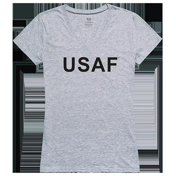 Air Force Graphic V-Neck T-Shirt, Heather Gray - Medium